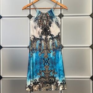 Western Printed Rhinestone Dress
